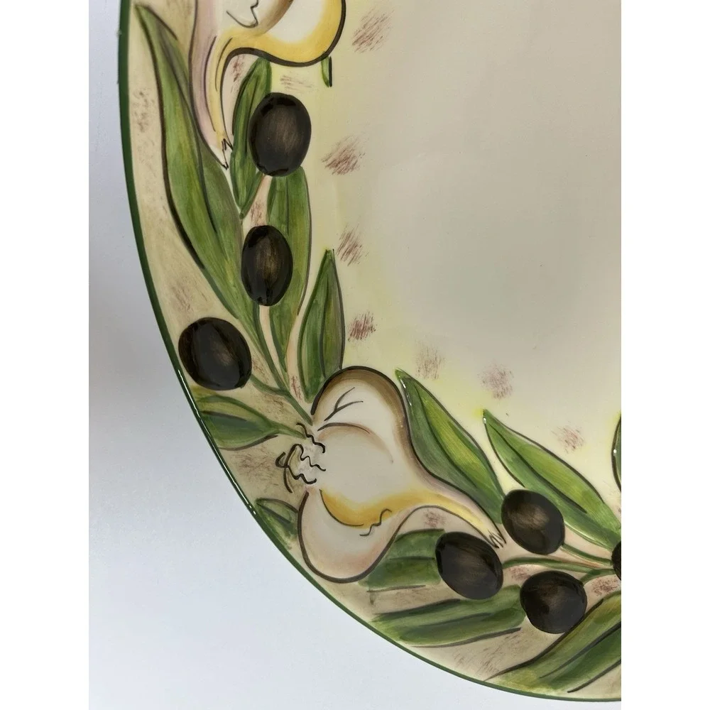 Clay Art Olives & Garlic Oval Serving Bowl 19